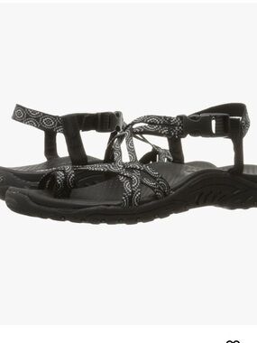 Skechers womens Reggae Happy Rainbow Sandals black 10